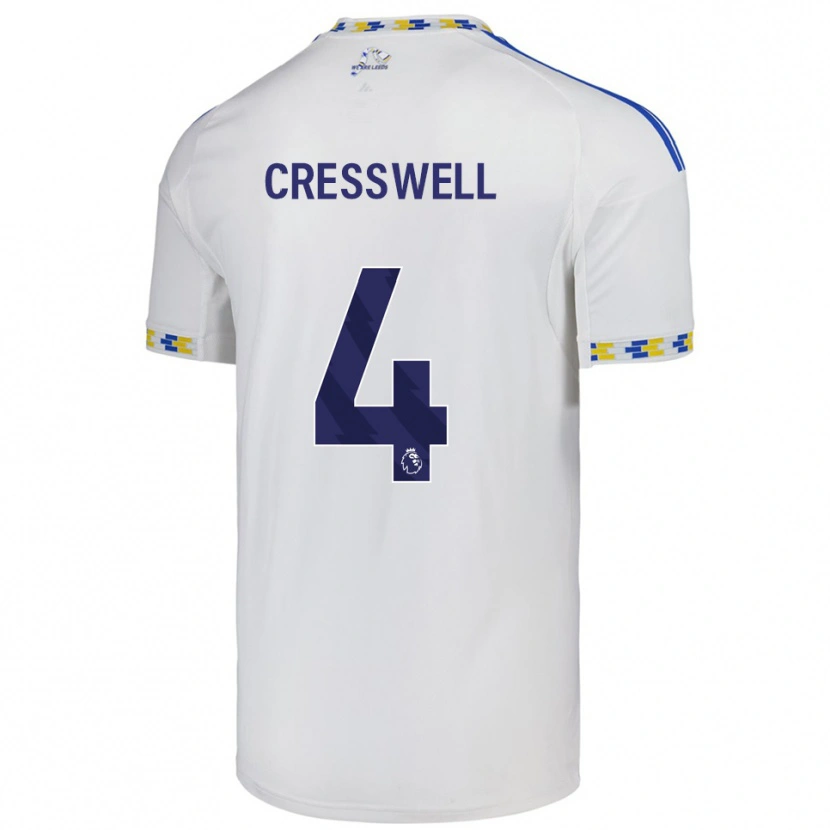 Danxen Mann Alfie Cresswell #4 Hvit Blå Hjemmetrøye Drakt Trøye 2025/26 Skjorter T-Skjorte