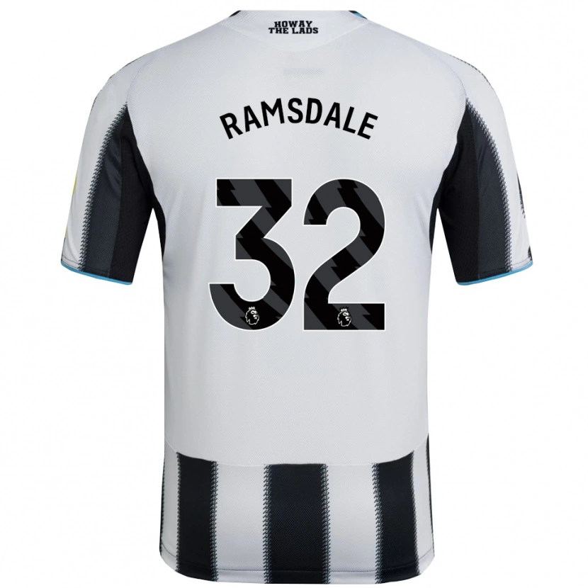 Danxen Mann Aaron Ramsdale #32 Svart Hvit Hjemmetrøye Drakt Trøye 2025/26 Skjorter T-Skjorte
