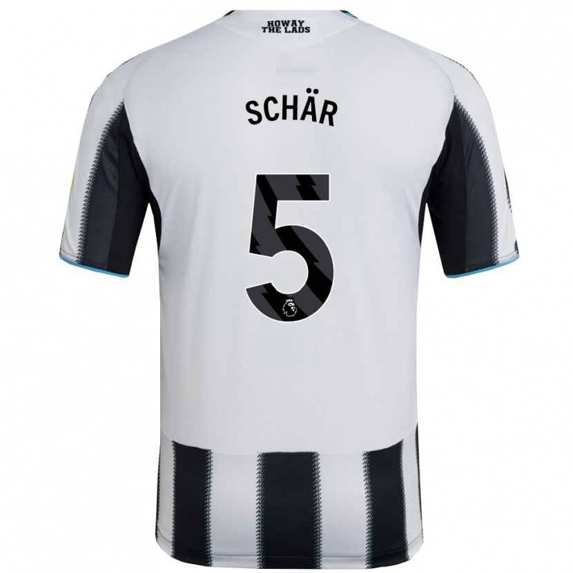 Danxen Mann Fabian Schär #5 Svart Hvit Hjemmetrøye Drakt Trøye 2025/26 Skjorter T-Skjorte