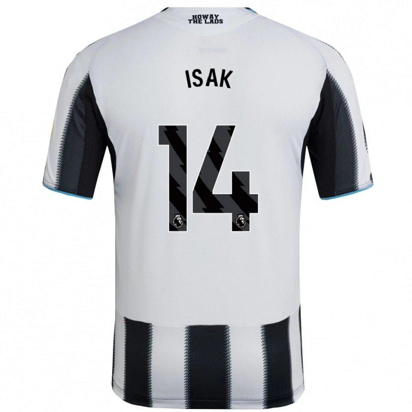 Danxen Mann Alexander Isak #14 Svart Hvit Hjemmetrøye Drakt Trøye 2025/26 Skjorter T-Skjorte