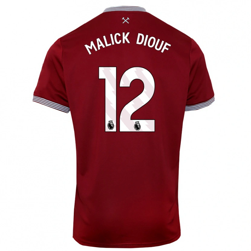 Danxen Mann El Hadji Malick Diouf #12 Burgunder Hvit Hjemmetrøye Drakt Trøye 2025/26 Skjorter T-Skjorte
