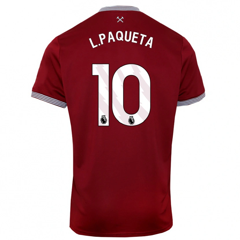 Danxen Mann Lucas Paquetá #10 Burgunder Hvit Hjemmetrøye Drakt Trøye 2025/26 Skjorter T-Skjorte