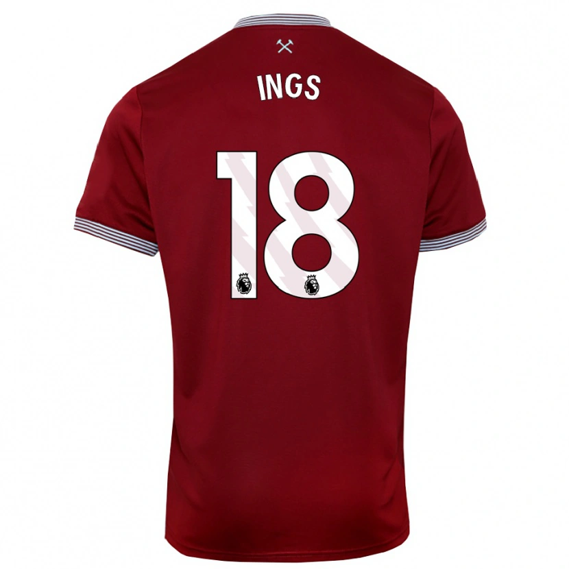Danxen Mann Danny Ings #18 Burgunder Hvit Hjemmetrøye Drakt Trøye 2025/26 Skjorter T-Skjorte