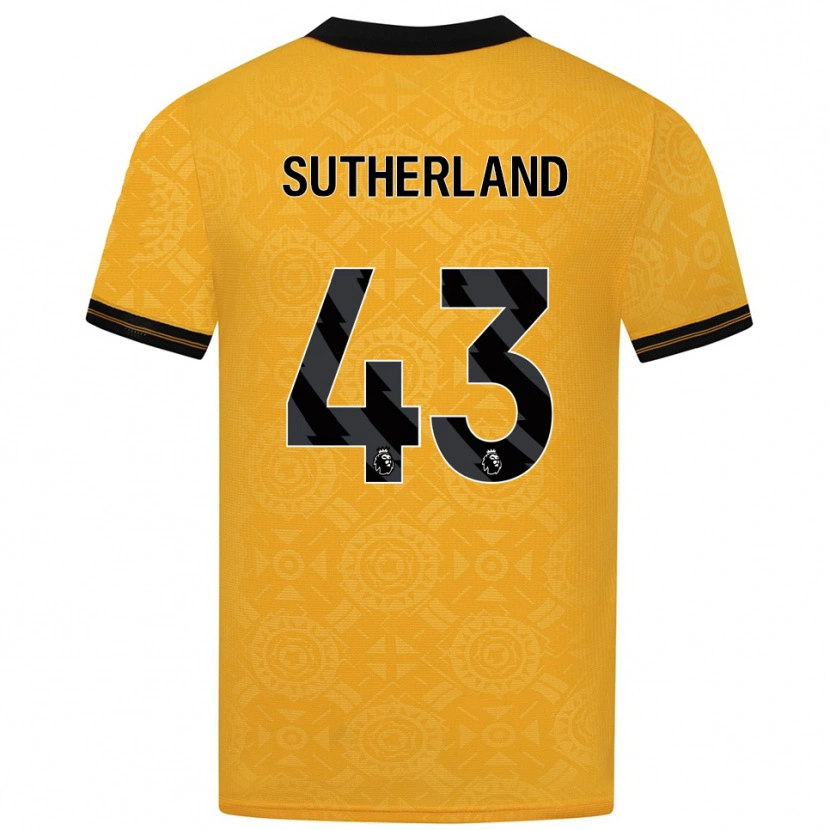 Danxen Mann Ethan Sutherland #43 Gul Svart Hjemmetrøye Drakt Trøye 2025/26 Skjorter T-Skjorte