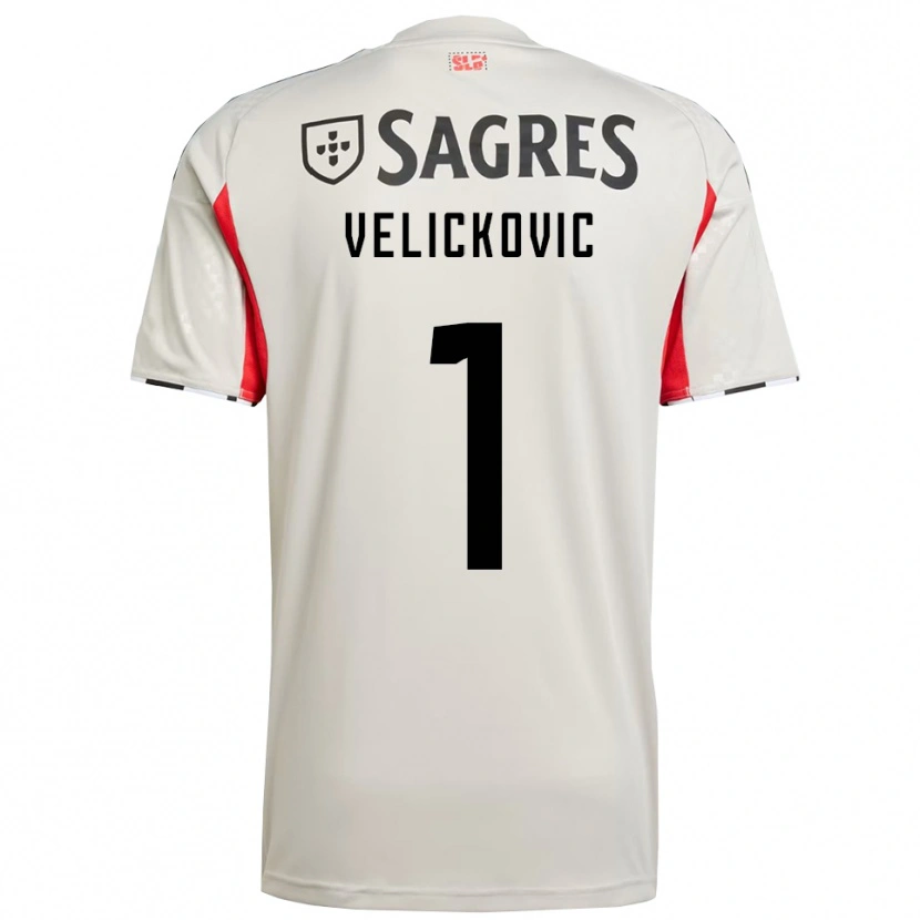 Danxen Mann Luka Veličković #1 Off White Rød Bortetrøye Drakt Trøye 2025/26 Skjorter T-Skjorte