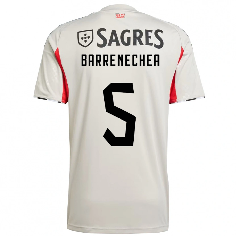 Danxen Mann Enzo Barrenechea #5 Off White Rød Bortetrøye Drakt Trøye 2025/26 Skjorter T-Skjorte