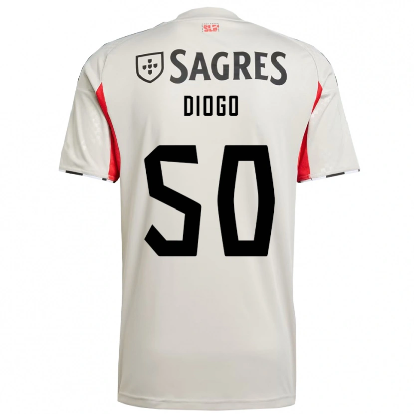 Danxen Mann Diogo Ferreira #50 Off White Rød Bortetrøye Drakt Trøye 2025/26 Skjorter T-Skjorte