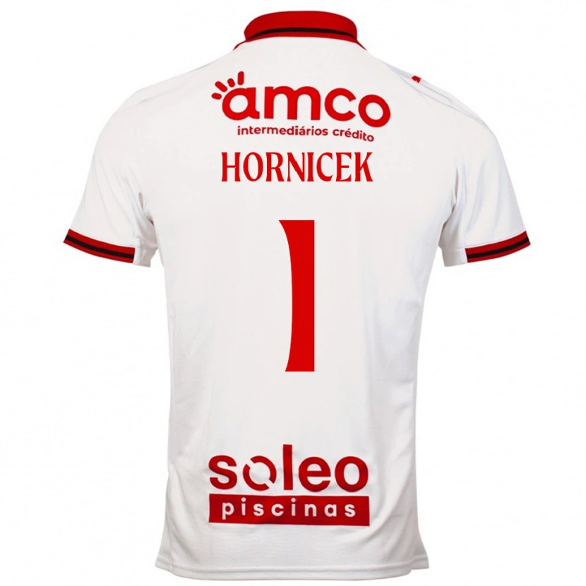 Danxen Mann Lukas Hornicek #1 Hvit Rød Bortetrøye Drakt Trøye 2025/26 Skjorter T-Skjorte