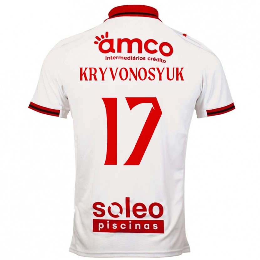 Danxen Mann Leonardo Kryvonosyuk #17 Hvit Rød Bortetrøye Drakt Trøye 2025/26 Skjorter T-Skjorte