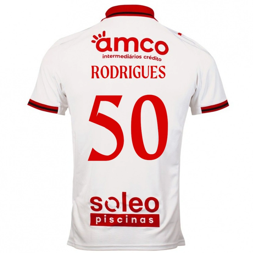 Danxen Mann Diego Rodrigues #50 Hvit Rød Bortetrøye Drakt Trøye 2025/26 Skjorter T-Skjorte