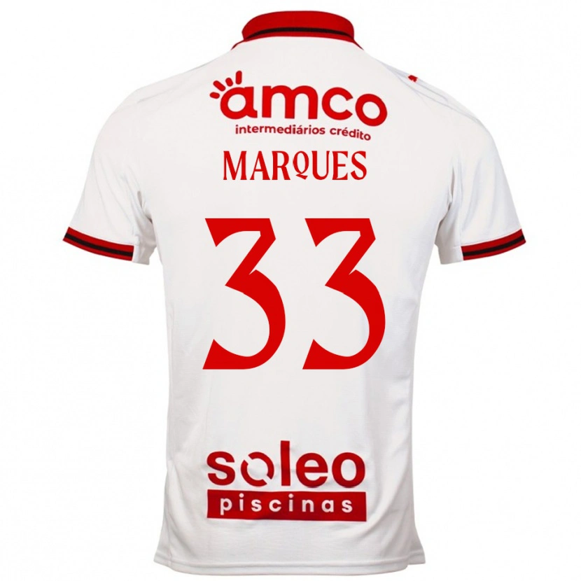Danxen Mann João Marques #33 Hvit Rød Bortetrøye Drakt Trøye 2025/26 Skjorter T-Skjorte