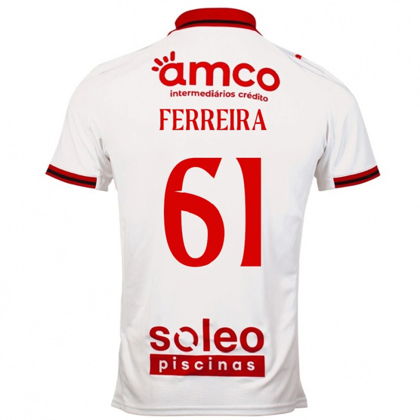 Danxen Mann Tiago Ferreira #61 Hvit Rød Bortetrøye Drakt Trøye 2025/26 Skjorter T-Skjorte