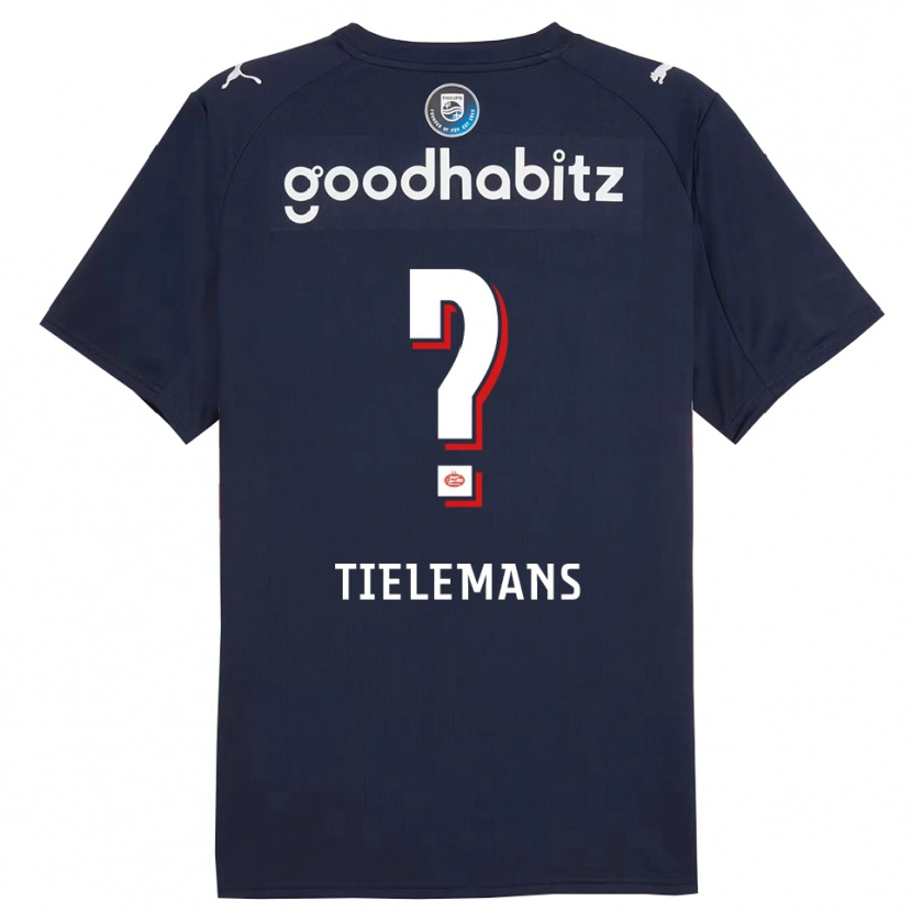 Danxen Mann Mathijs Tielemans #0 Marineblå Hvit Bortetrøye Drakt Trøye 2025/26 Skjorter T-Skjorte