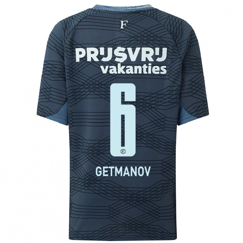 Danxen Mann Zakhar Getmanov #6 Svart Grå Bortetrøye Drakt Trøye 2025/26 Skjorter T-Skjorte