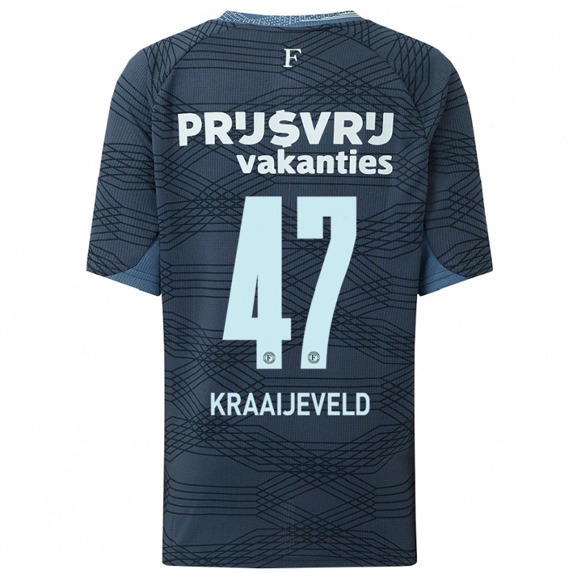 Danxen Mann Thijs Kraaijeveld #47 Svart Grå Bortetrøye Drakt Trøye 2025/26 Skjorter T-Skjorte