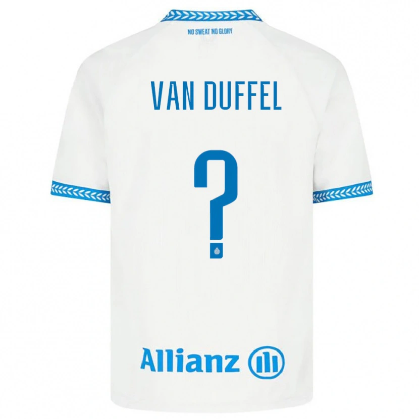 Danxen Mann Céderick Van Duffel #0 Blå Hvit Bortetrøye Drakt Trøye 2025/26 Skjorter T-Skjorte
