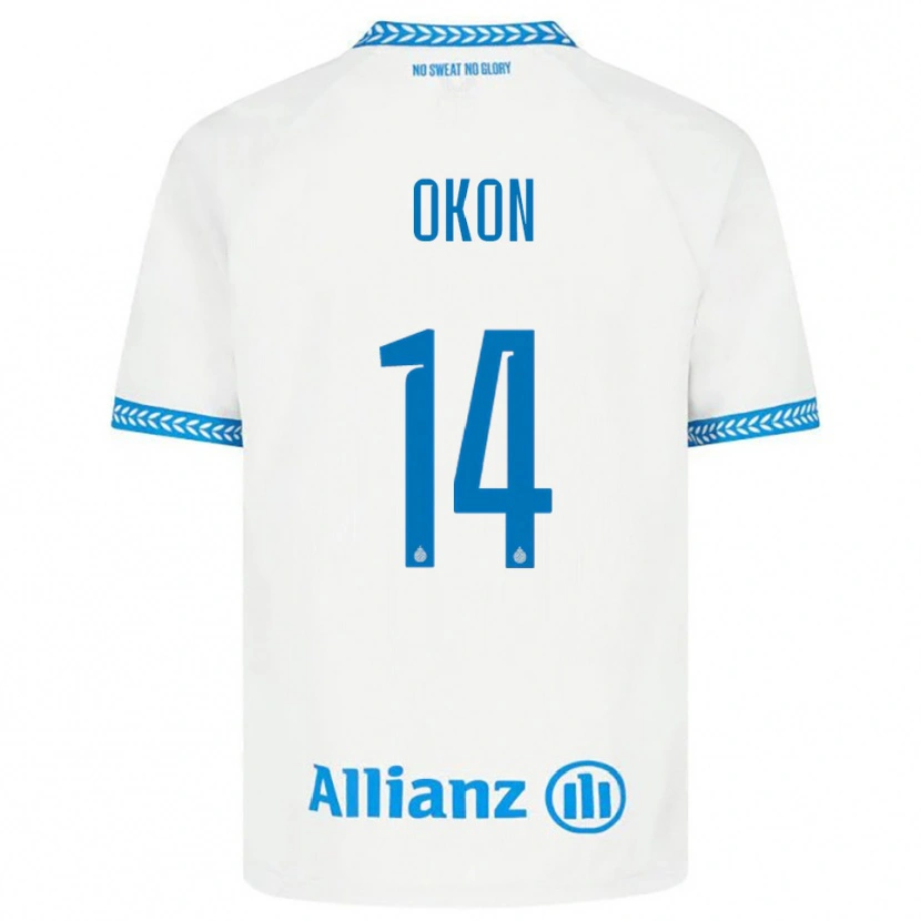 Danxen Mann Gianluca Okon #14 Blå Hvit Bortetrøye Drakt Trøye 2025/26 Skjorter T-Skjorte