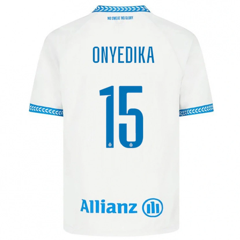 Danxen Mann Raphael Onyedika #15 Blå Hvit Bortetrøye Drakt Trøye 2025/26 Skjorter T-Skjorte