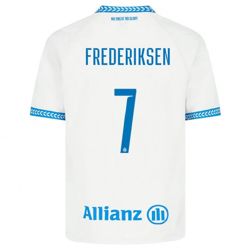 Danxen Mann Rebekka Frederiksen #7 Blå Hvit Bortetrøye Drakt Trøye 2025/26 Skjorter T-Skjorte