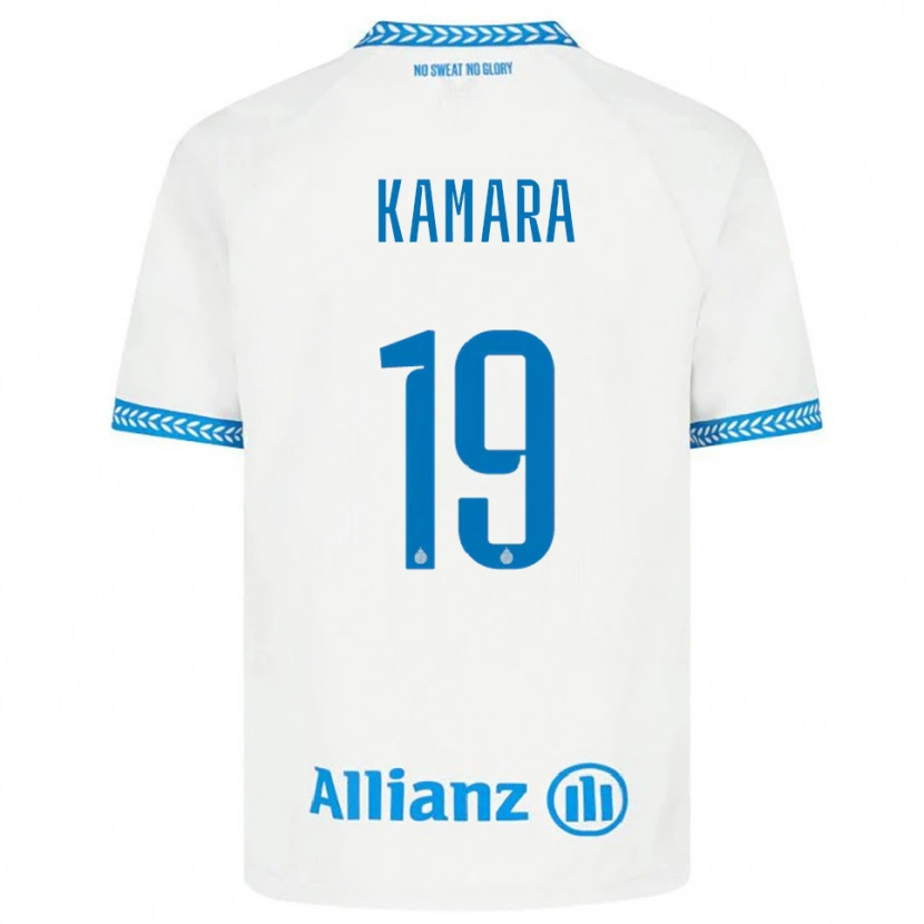 Danxen Mann Al-Hassan Kamara #19 Blå Hvit Bortetrøye Drakt Trøye 2025/26 Skjorter T-Skjorte