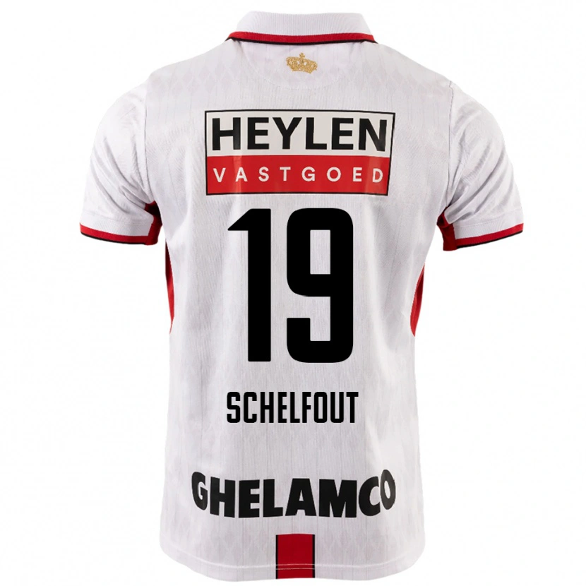 Danxen Mann Luca Schelfout #19 Hvit Rød Bortetrøye Drakt Trøye 2025/26 Skjorter T-Skjorte