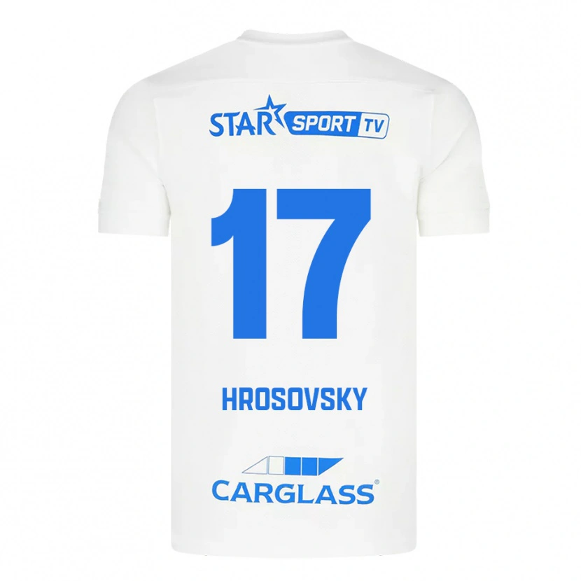 Danxen Mann Patrik Hrosovsky #17 Hvit Blå Bortetrøye Drakt Trøye 2025/26 Skjorter T-Skjorte