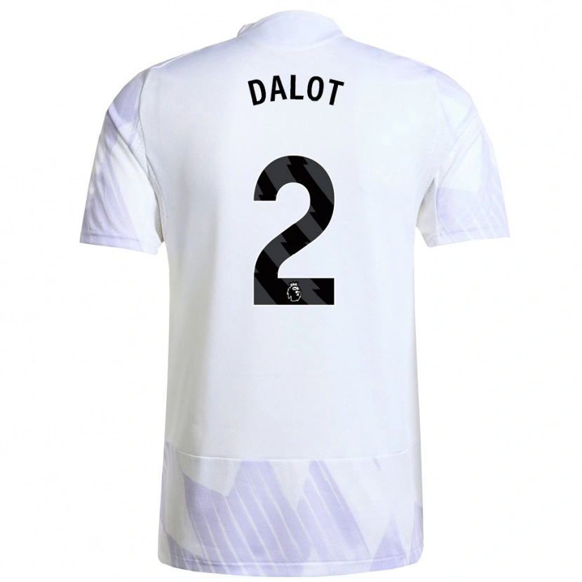 Danxen Mann Diogo Dalot #2 Hvit Lilla Lilla Bortetrøye Drakt Trøye 2025/26 Skjorter T-Skjorte
