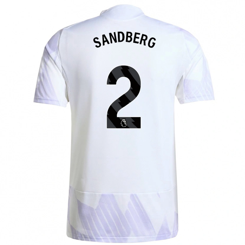 Danxen Mann Anna Sandberg #2 Hvit Lilla Lilla Bortetrøye Drakt Trøye 2025/26 Skjorter T-Skjorte