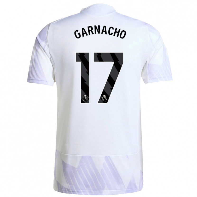 Danxen Mann Alejandro Garnacho #17 Hvit Lilla Lilla Bortetrøye Drakt Trøye 2025/26 Skjorter T-Skjorte