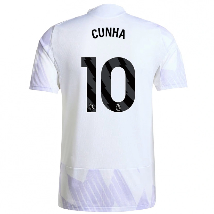 Danxen Mann Matheus Cunha #10 Hvit Lilla Lilla Bortetrøye Drakt Trøye 2025/26 Skjorter T-Skjorte