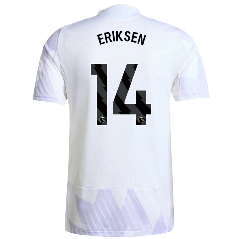 Danxen Mann Christian Eriksen #14 Hvit Lilla Lilla Bortetrøye Drakt Trøye 2025/26 Skjorter T-Skjorte