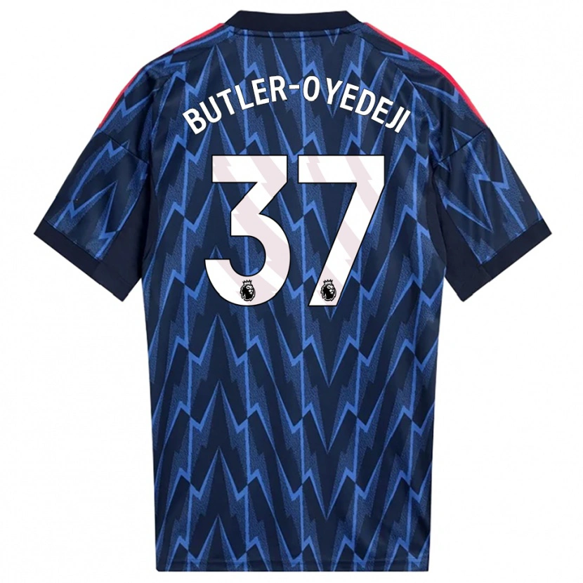 Danxen Mann Nathan Butler-Oyedeji #37 Marineblå Rød Bortetrøye Drakt Trøye 2025/26 Skjorter T-Skjorte