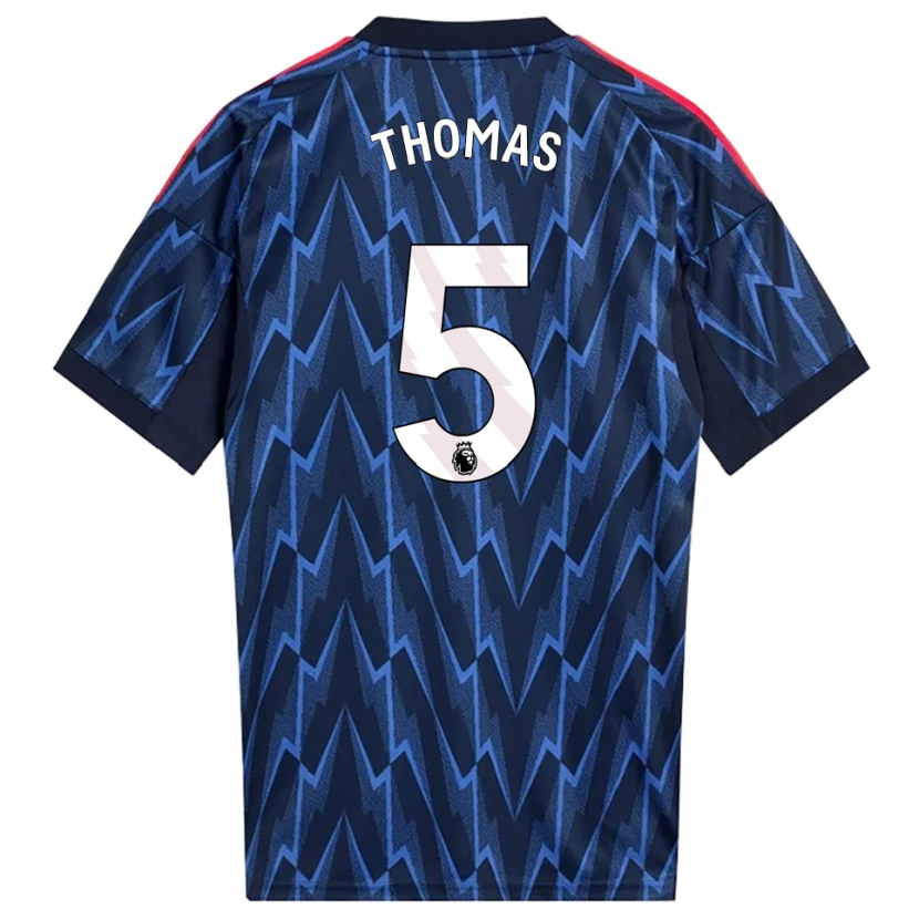 Danxen Mann Thomas Partey #5 Marineblå Rød Bortetrøye Drakt Trøye 2025/26 Skjorter T-Skjorte