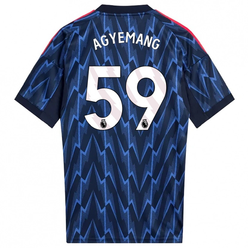 Danxen Mann Michelle Agyemang #59 Marineblå Rød Bortetrøye Drakt Trøye 2025/26 Skjorter T-Skjorte