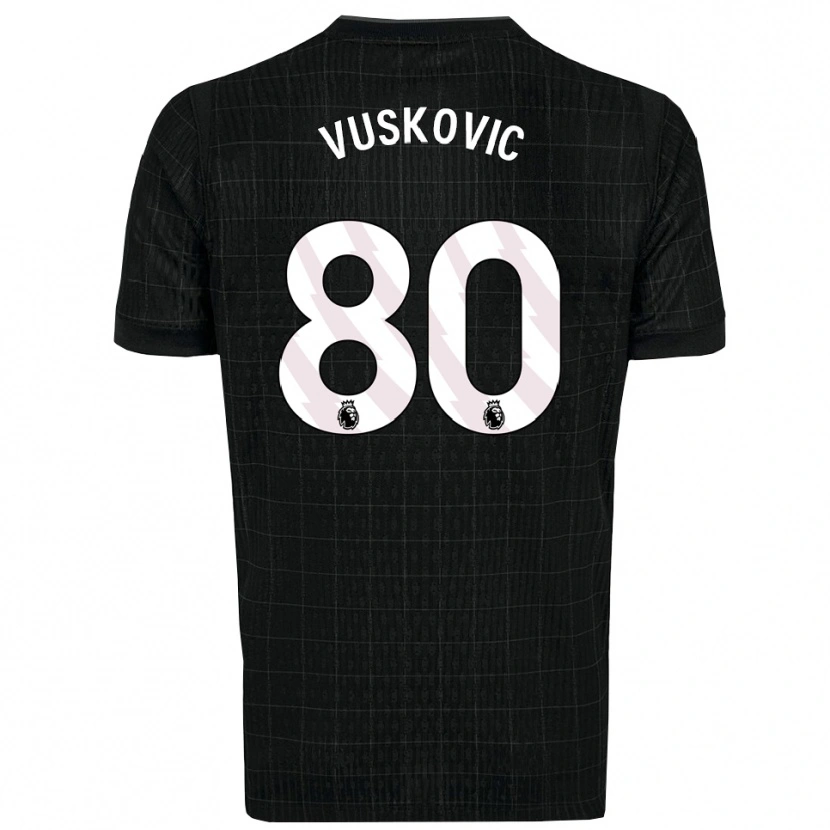 Danxen Mann Luka Vuskovic #80 Svart Grå Bortetrøye Drakt Trøye 2025/26 Skjorter T-Skjorte