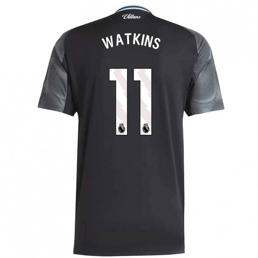 Danxen Mann Ollie Watkins #11 Svart Himmelsblå Bortetrøye Drakt Trøye 2025/26 Skjorter T-Skjorte