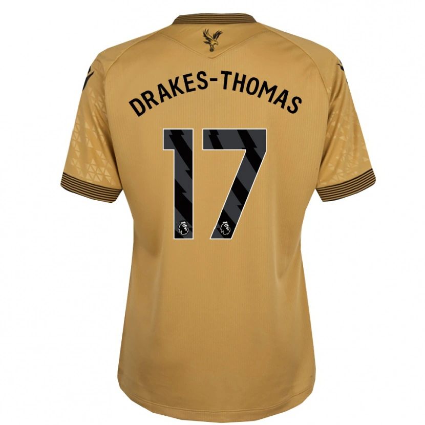 Danxen Mann Joél Drakes-Thomas #17 Gull Svart Bortetrøye Drakt Trøye 2025/26 Skjorter T-Skjorte