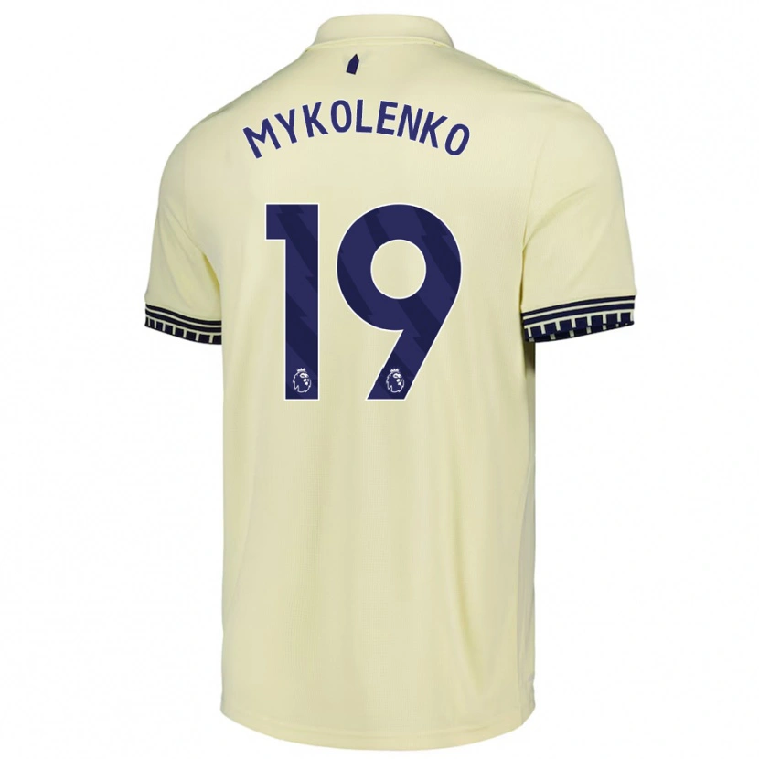 Danxen Mann Vitaliy Mykolenko #19 Off White Svart Bortetrøye Drakt Trøye 2025/26 Skjorter T-Skjorte