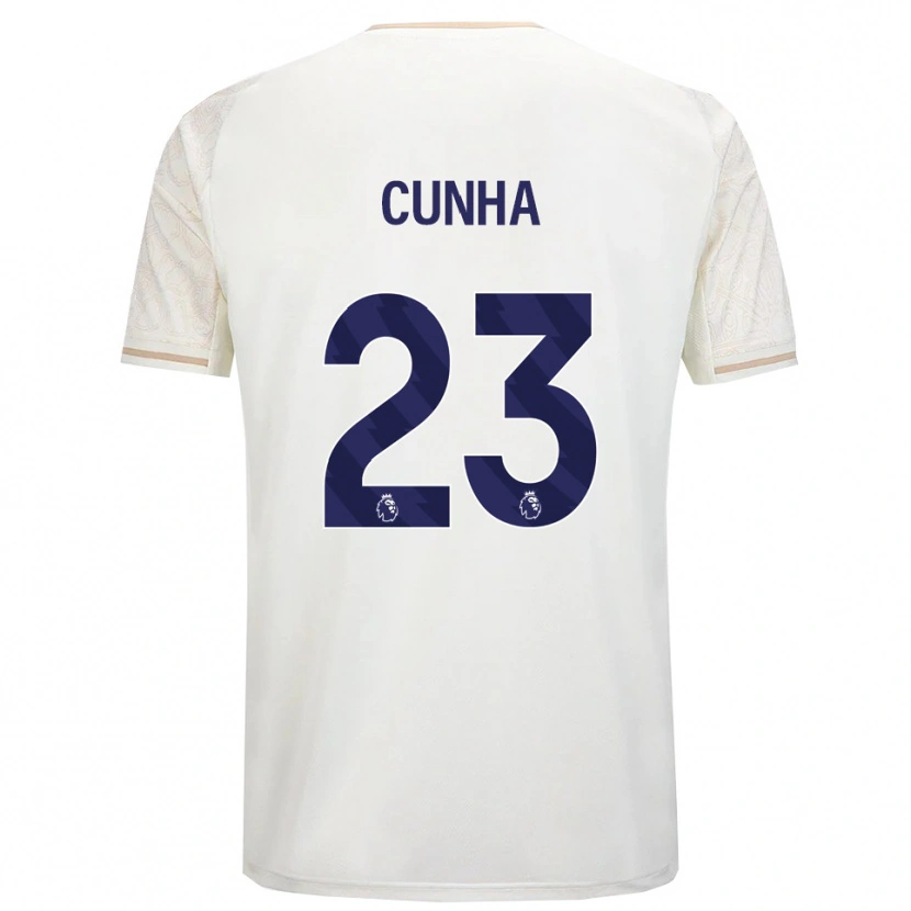 Danxen Mann Jair Cunha #23 Off White Svart Bortetrøye Drakt Trøye 2025/26 Skjorter T-Skjorte