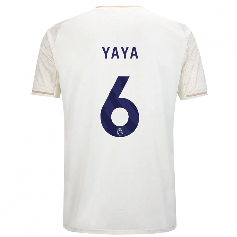 Danxen Mann Cherif Yaya #6 Off White Svart Bortetrøye Drakt Trøye 2025/26 Skjorter T-Skjorte