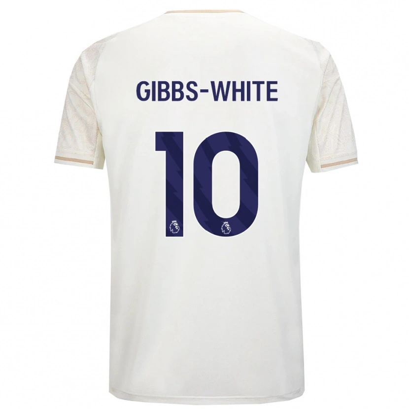 Danxen Mann Morgan Gibbs-White #10 Off White Svart Bortetrøye Drakt Trøye 2025/26 Skjorter T-Skjorte