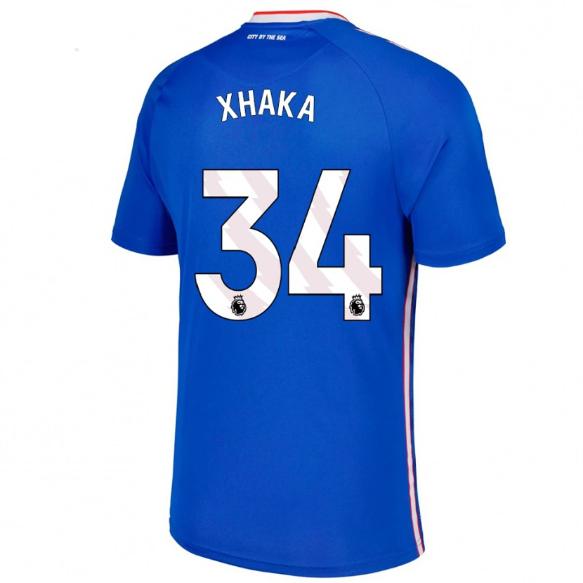 Danxen Mann Granit Xhaka #34 Blå Hvit Bortetrøye Drakt Trøye 2025/26 Skjorter T-Skjorte