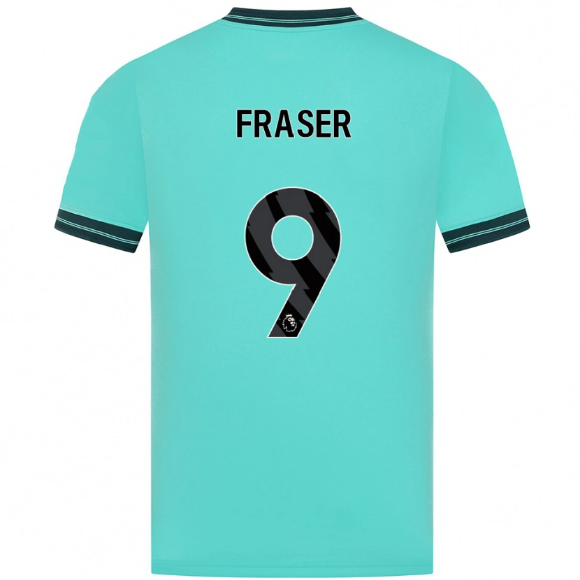 Danxen Mann Nathan Fraser #9 Himmelsblå Grønn Bortetrøye Drakt Trøye 2025/26 Skjorter T-Skjorte