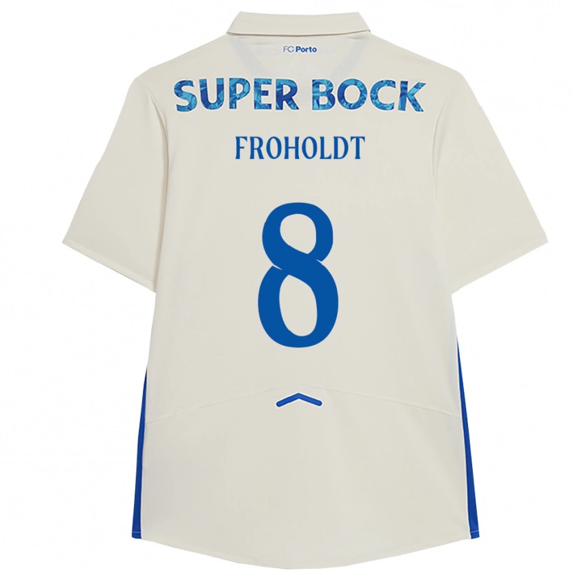 Danxen Mann Victor Froholdt #8 Hvit Blå Tredje Sett Drakt Trøye 2025/26 Skjorter T-Skjorte