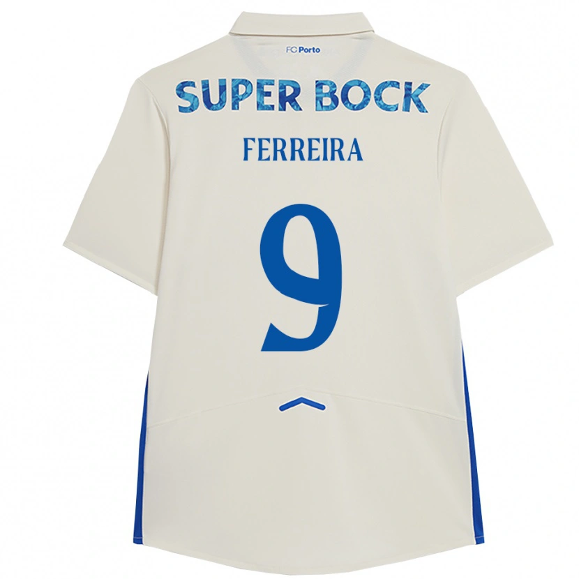 Danxen Mann Cristina Ferreira #9 Hvit Blå Tredje Sett Drakt Trøye 2025/26 Skjorter T-Skjorte