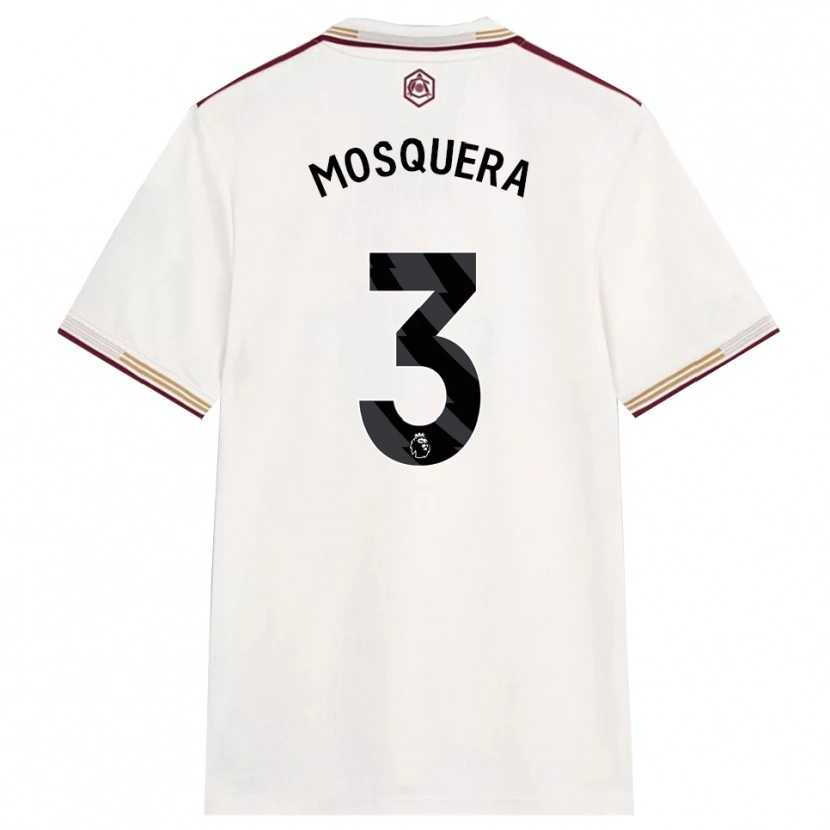 Danxen Mann Cristhian Mosquera #3 Off White Burgunder Tredje Sett Drakt Trøye 2025/26 Skjorter T-Skjorte