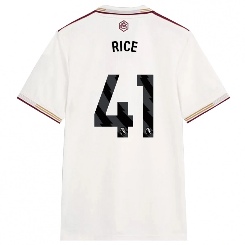 Danxen Mann Declan Rice #41 Off White Burgunder Tredje Sett Drakt Trøye 2025/26 Skjorter T-Skjorte