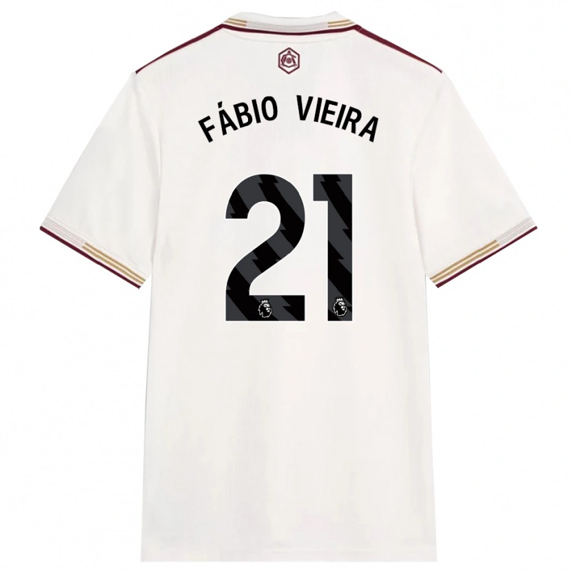 Danxen Mann Fábio Vieira #21 Off White Burgunder Tredje Sett Drakt Trøye 2025/26 Skjorter T-Skjorte