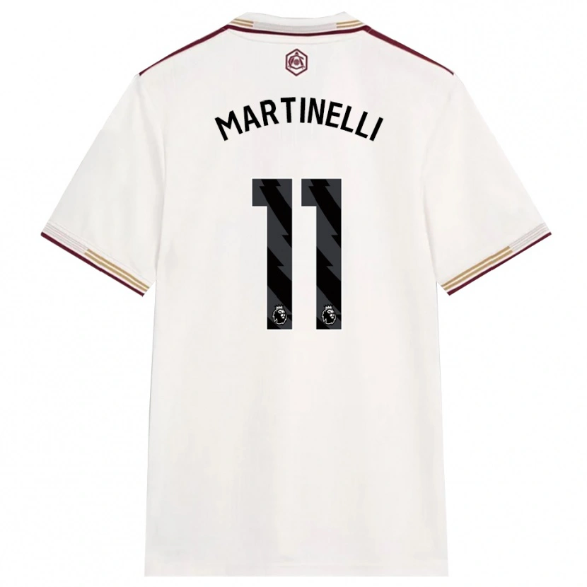 Danxen Mann Gabriel Martinelli #11 Off White Burgunder Tredje Sett Drakt Trøye 2025/26 Skjorter T-Skjorte