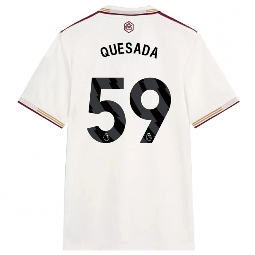 Danxen Mann Elián Quesada #59 Off White Burgunder Tredje Sett Drakt Trøye 2025/26 Skjorter T-Skjorte